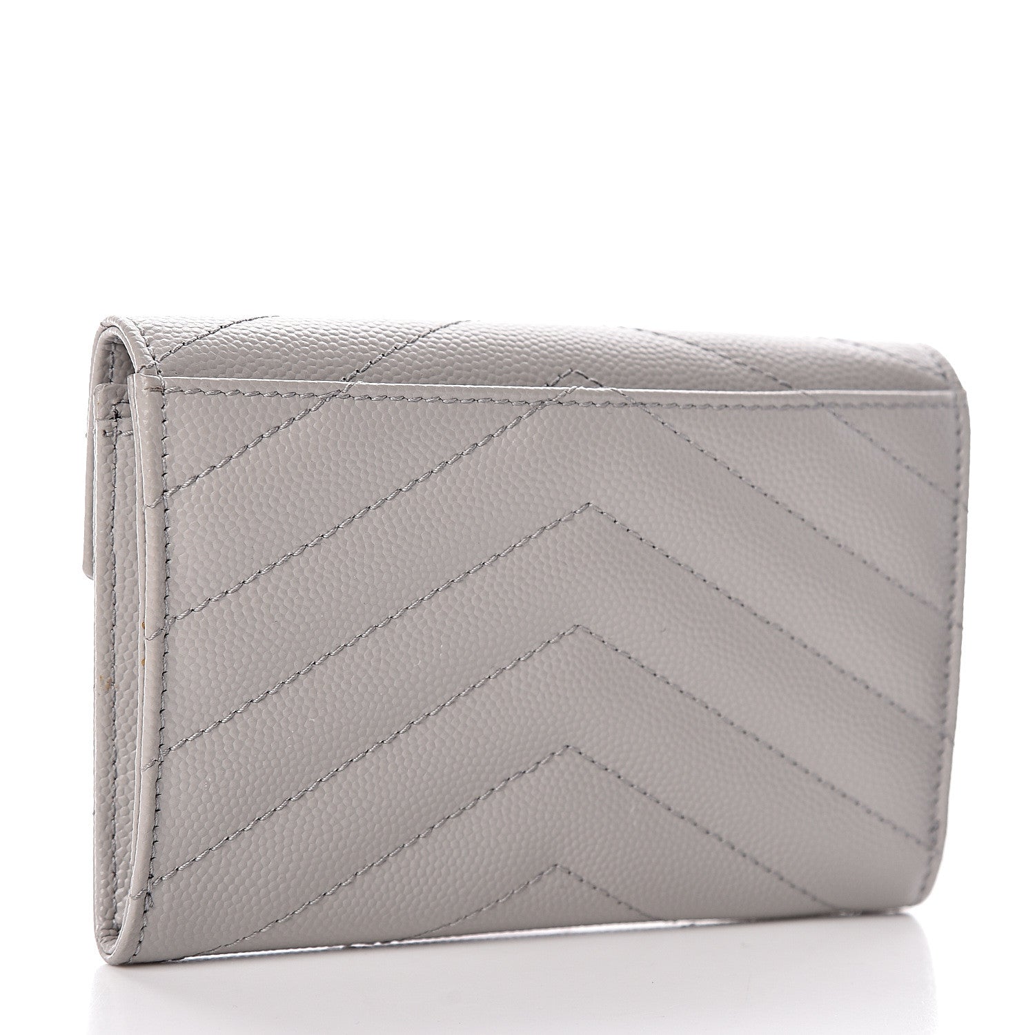 Saint Laurent Grain De Poudre Matelasse Chevron Small Monogram Envelope Wallet Souris 3 of 7