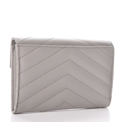 Saint Laurent Grain De Poudre Matelasse Chevron Small Monogram Envelope Wallet Souris 3 of 7