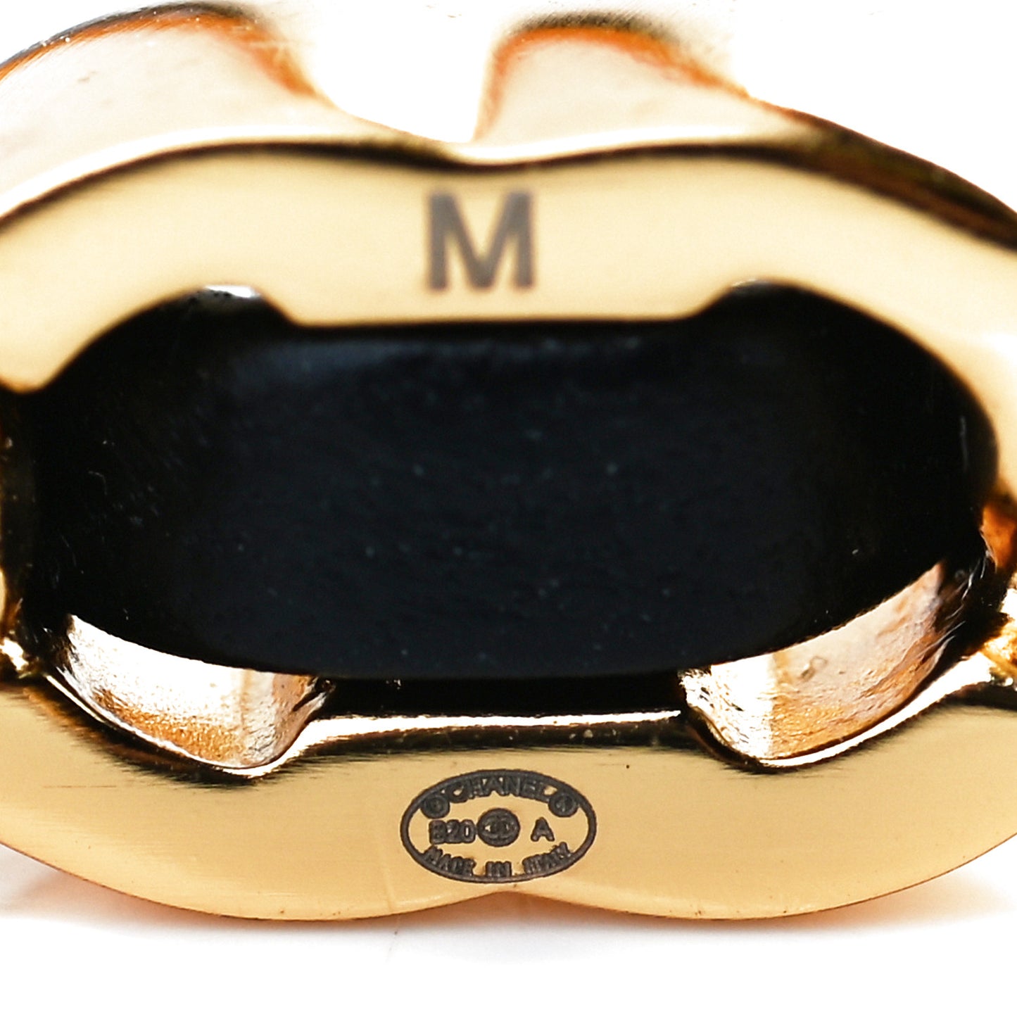 Lambskin Pearl CC Cuff Bracelet Black Gold