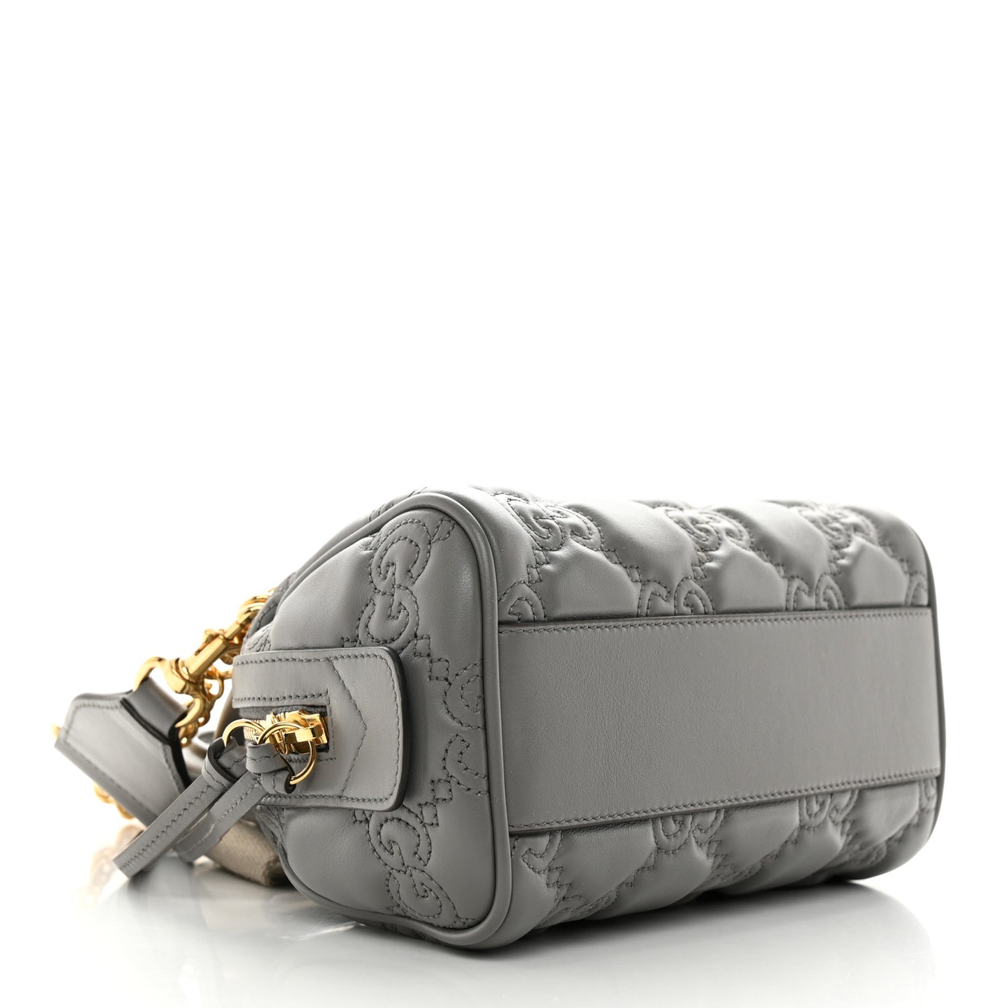 Calfskin GG Matelasse Mini Bowler Bag Dusty Grey Natural