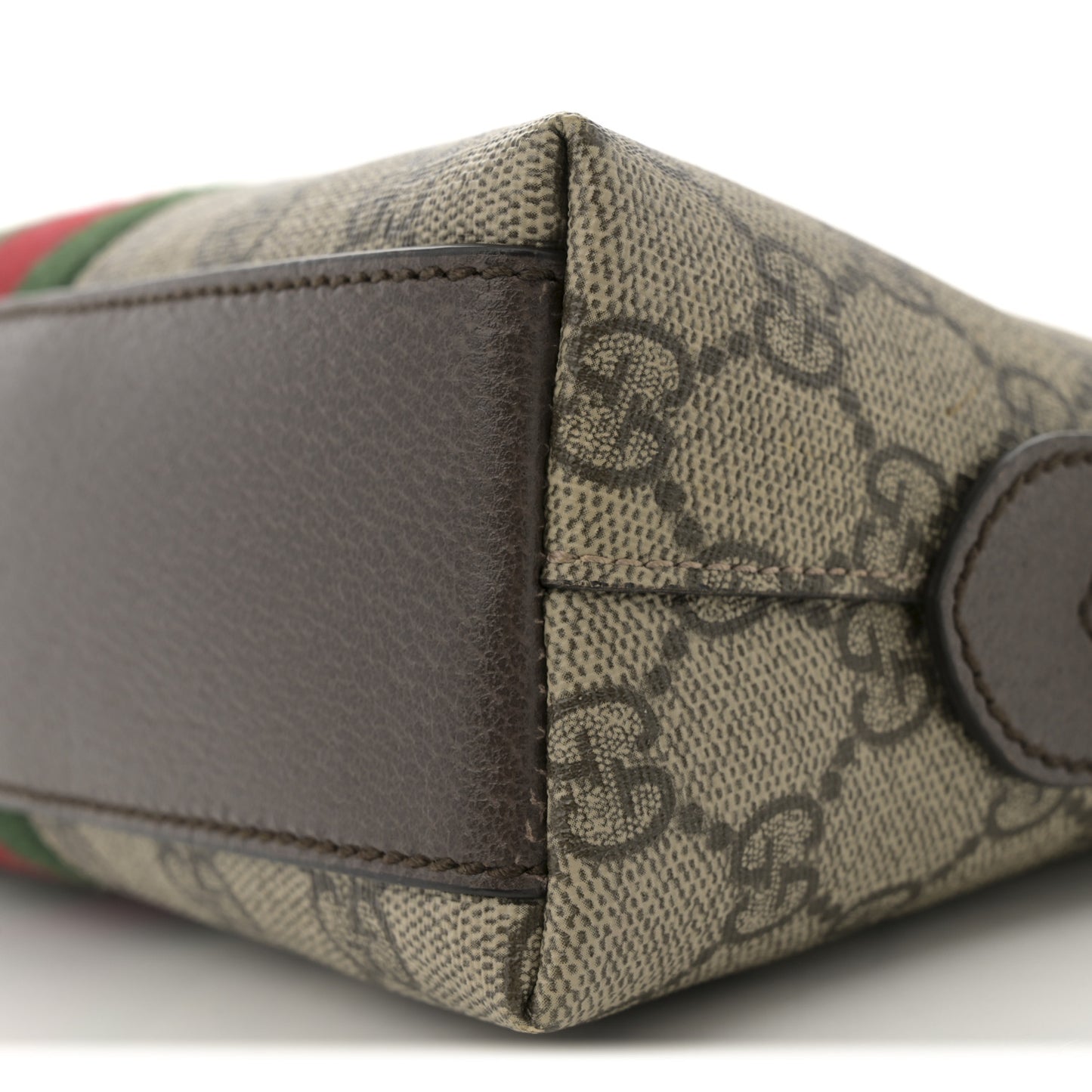 GG Supreme Monogram Textured Dollar Calfskin Web Small Ophidia Dome Shoulder Bag Beige Ebony New Acero