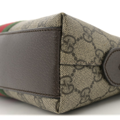 Gucci GG Supreme Monogram Textured Dollar Calfskin Web Small Ophidia Dome Shoulder Bag Beige Ebony New Acero 10 of 11