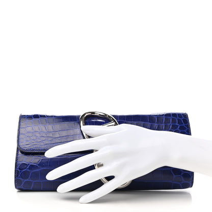 Hermes Shiny Niloticus Crocodile Egee Clutch Bleu Electrique 2 of 6