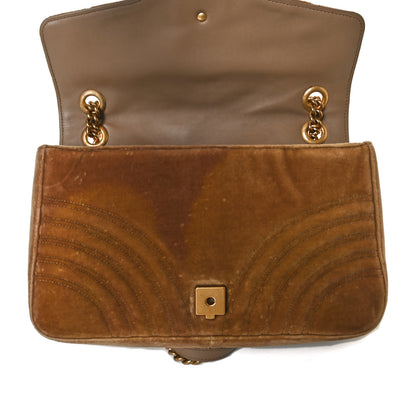 Gucci Velvet Matelasse Medium GG Marmont Shoulder Bag Taupe 12 of 18
