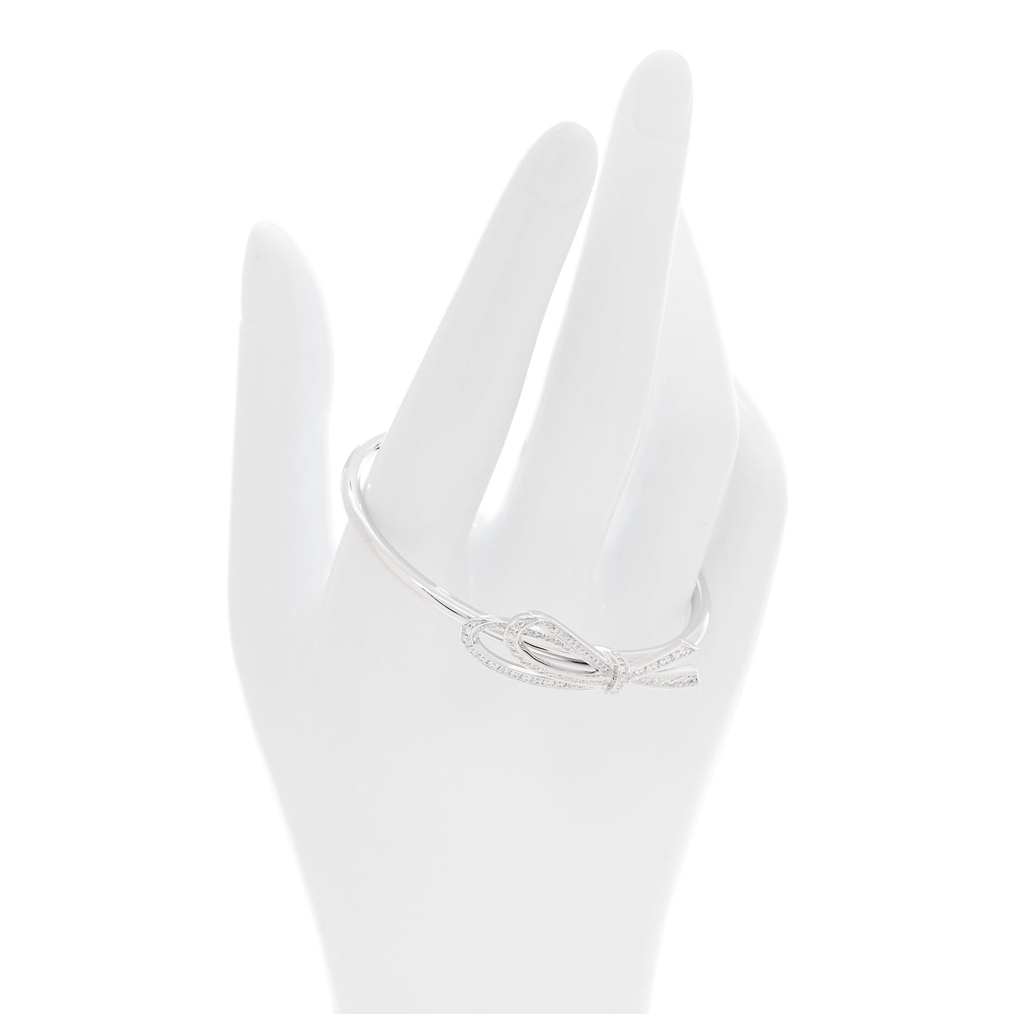18K White Gold Diamond Medium Bow Cuff Bracelet
