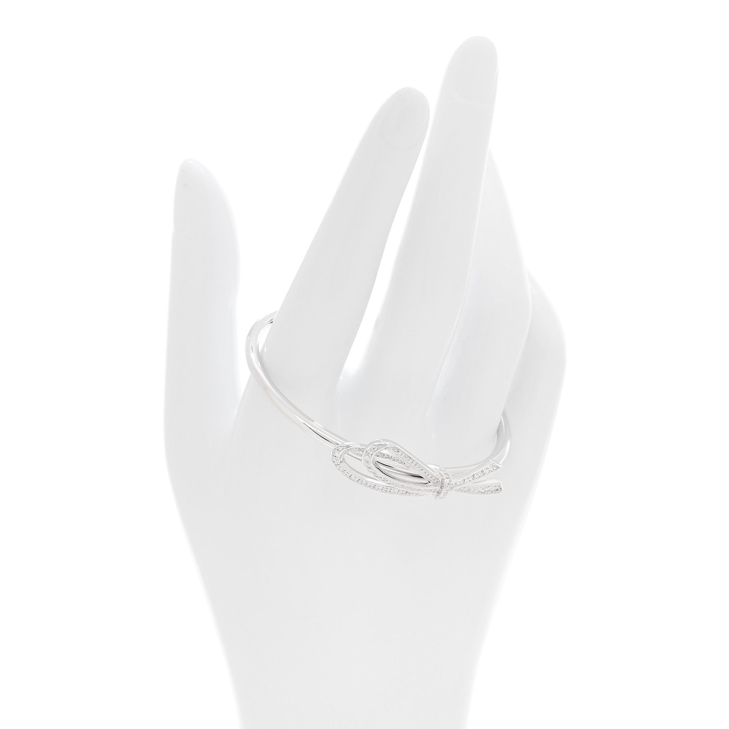 Tiffany 18K White Gold Diamond Medium Bow Cuff Bracelet 2 of 4