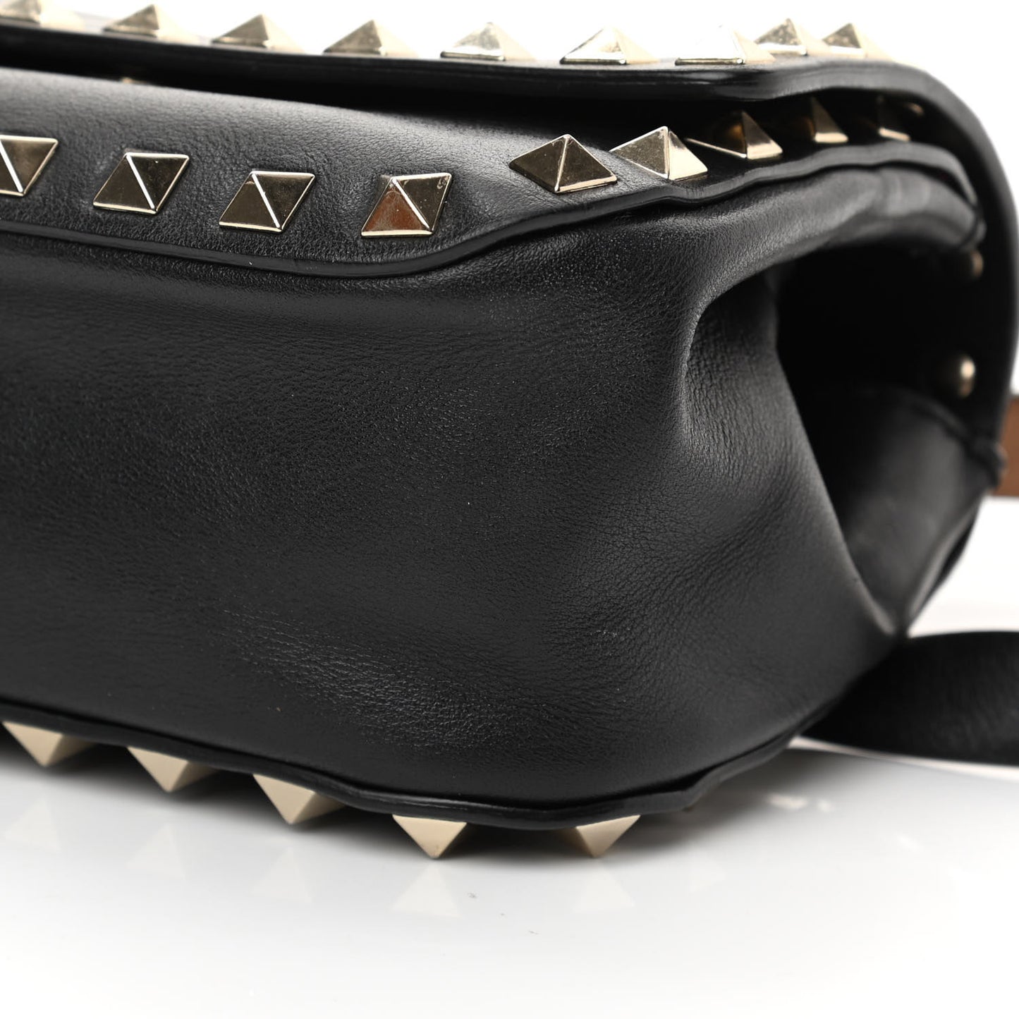Calfskin Rockstud Belt Bag Black