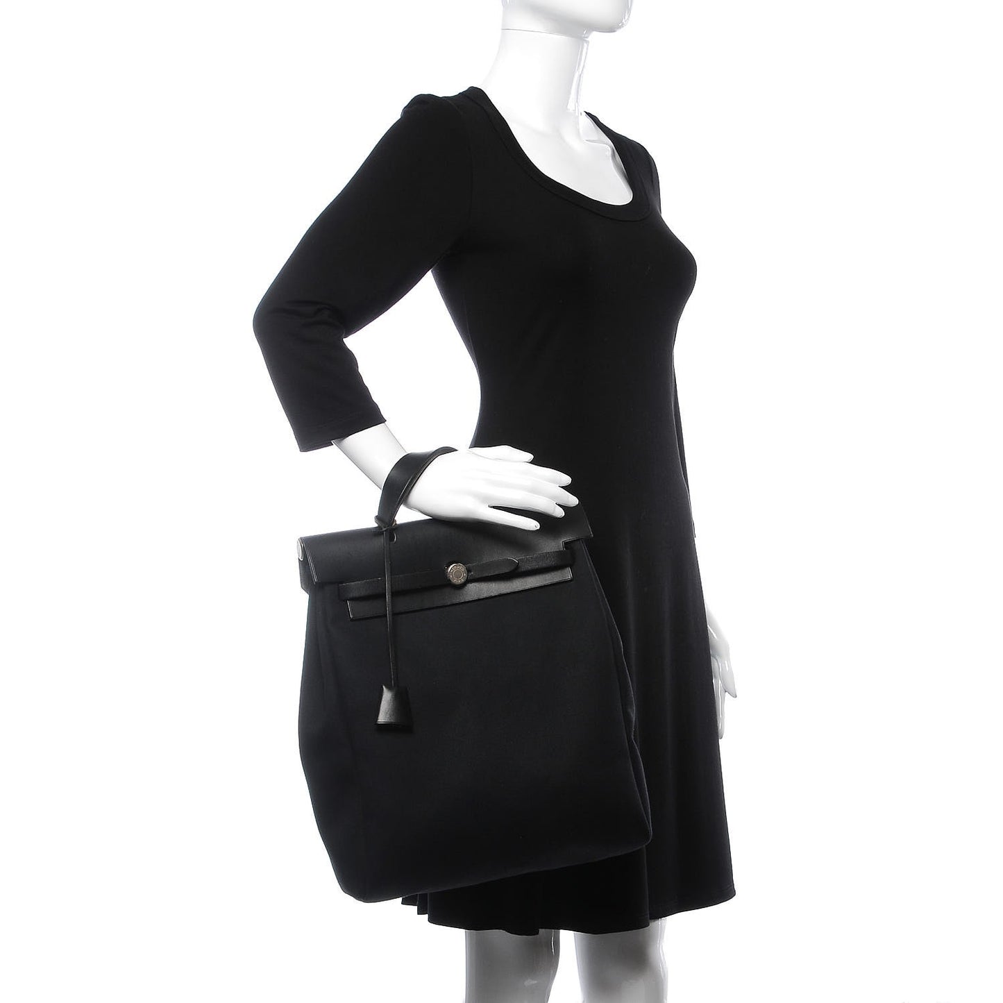 Toile Vache Calfskin Herbag 30 PM Backpack Black