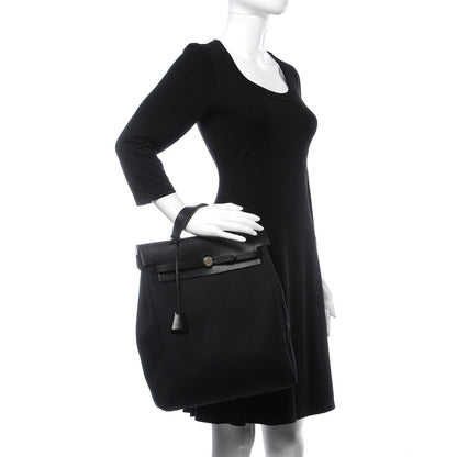 Hermes Toile Vache Calfskin Herbag 30 PM Backpack Black 2 of 14