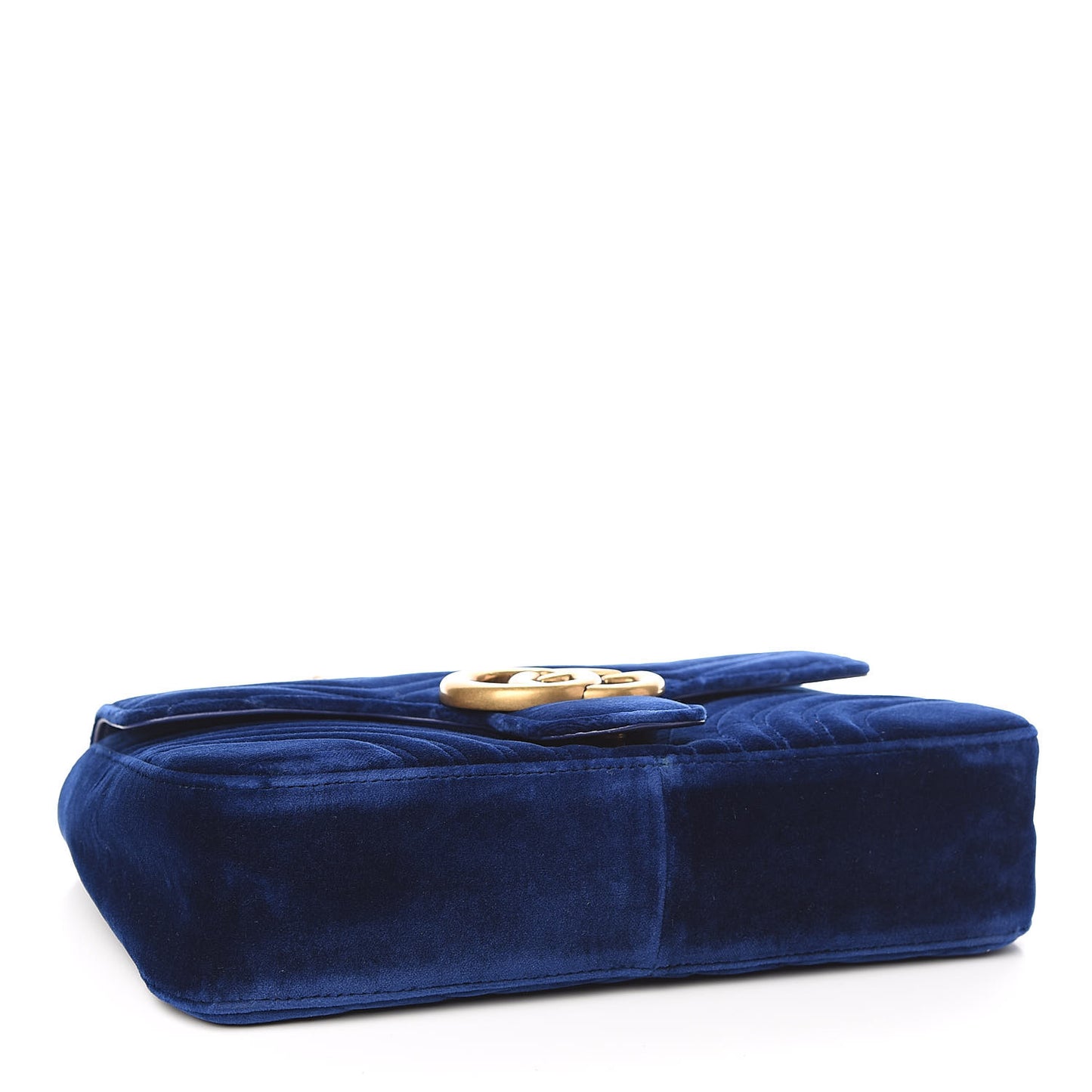 Velvet Matelasse Medium GG Marmont Shoulder Bag Cobalt Blue