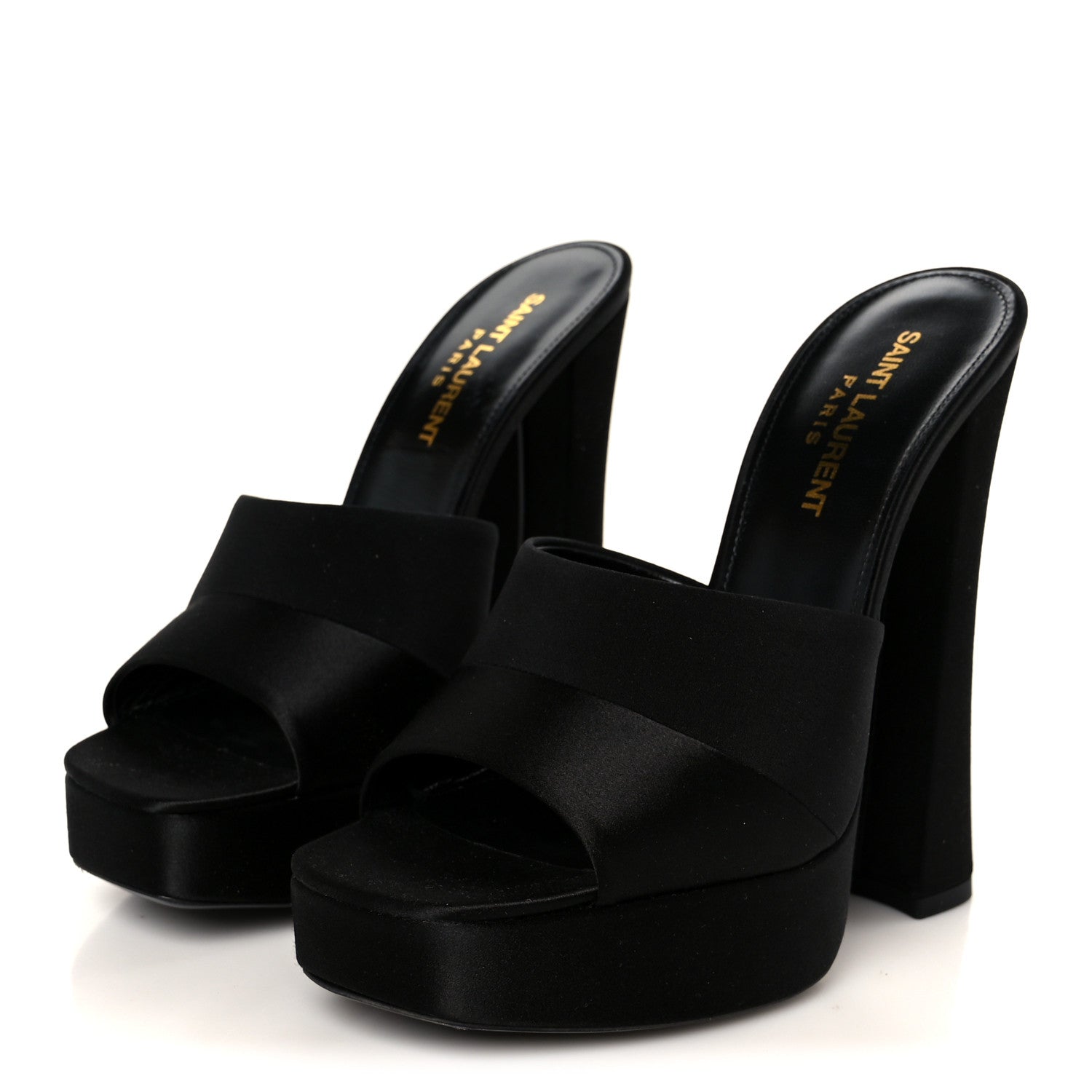 Saint Laurent Crepe Satin Boogie 110 Mule Sandals 37 Black 4 of 10