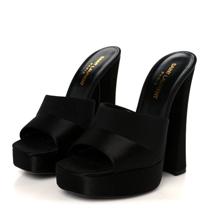 Saint Laurent Crepe Satin Boogie 110 Mule Sandals 37 Black 4 of 10
