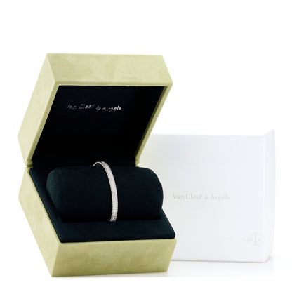 Van Cleef & Arpels 18K White Gold Diamond Perlee 1-Row Bangle Bracelet L 4 of 4