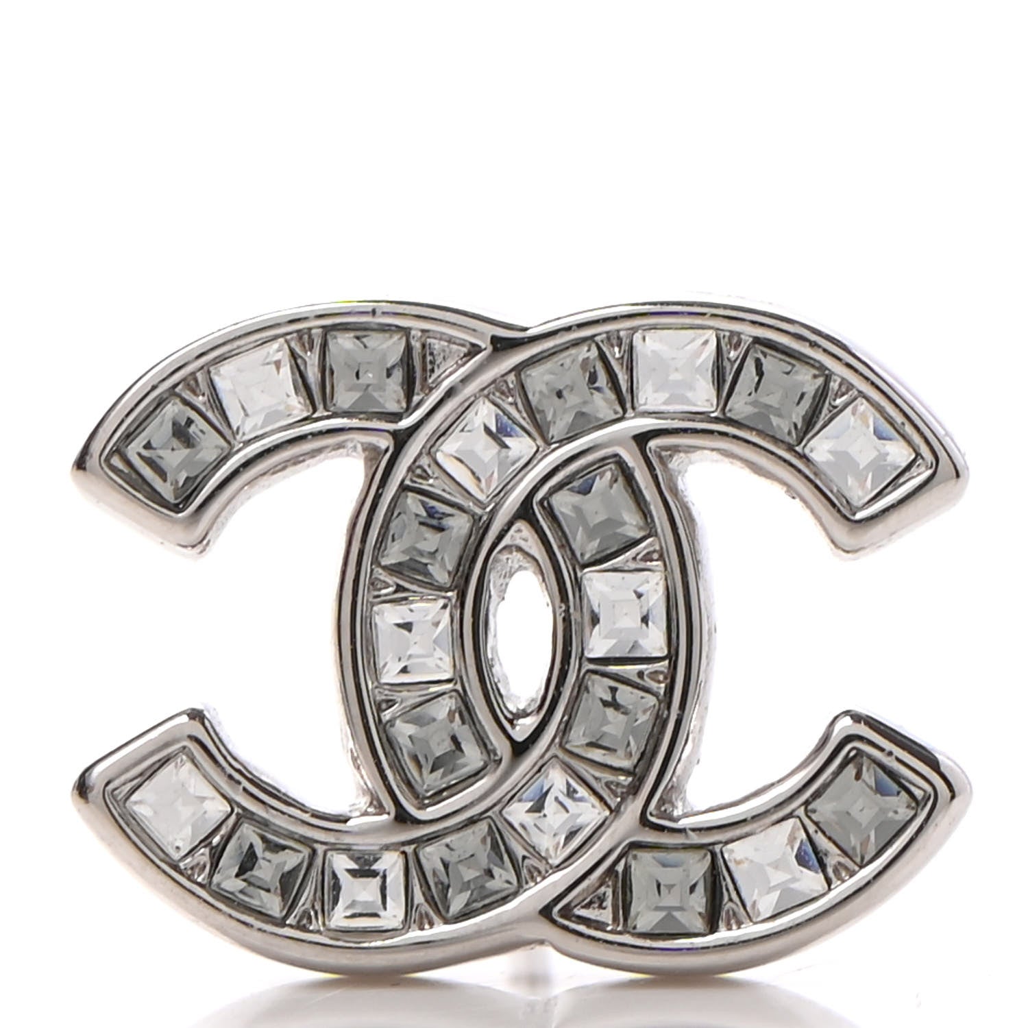 Chanel Crystal Mini Timeless CC Earrings Silver 4 of 4