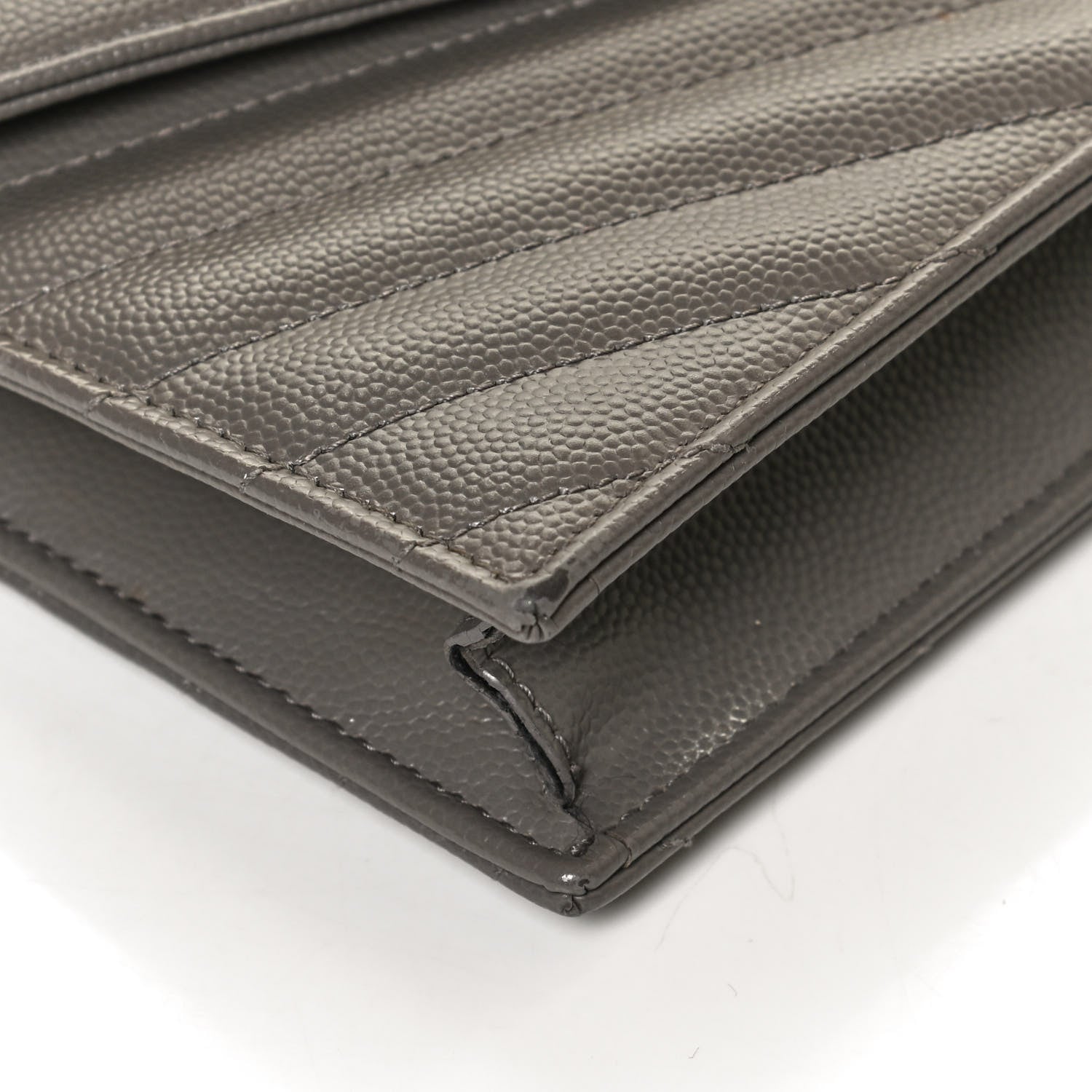 Saint Laurent Grain De Poudre Matelasse Chevron Monogram Envelope Chain Wallet Earth 14 of 15