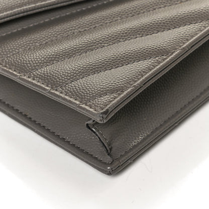 Saint Laurent Grain De Poudre Matelasse Chevron Monogram Envelope Chain Wallet Earth 14 of 15