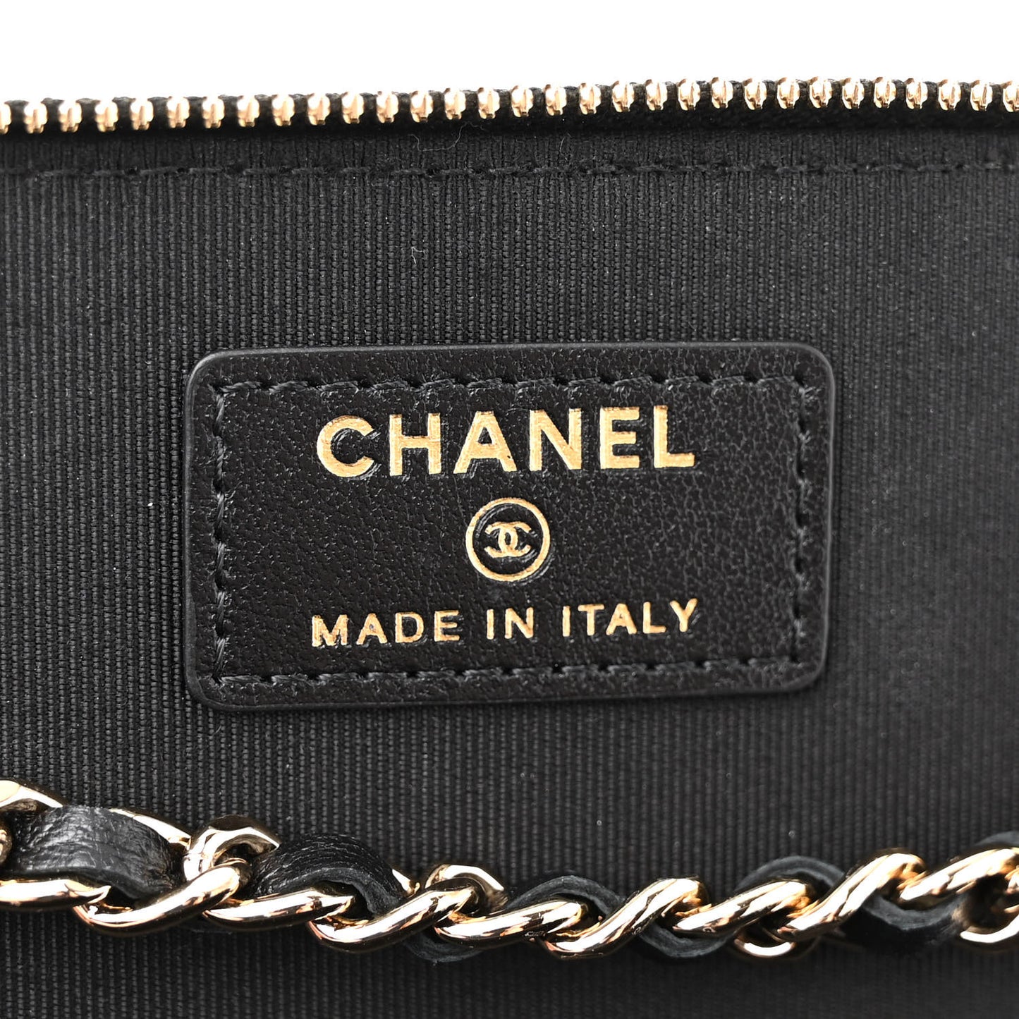 Lambskin Camellia Embossed Small Vanity Case With Chain Black