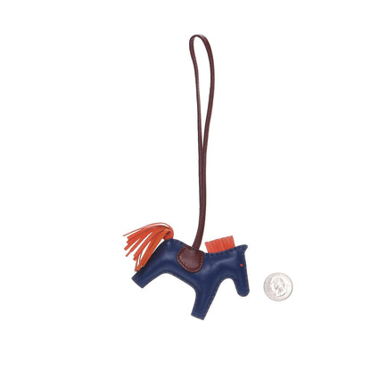 Hermes Milo Lambskin Grigri Rodeo Horse Bag Charm PM Bleu de Malte Rouge H Peony 2 of 4