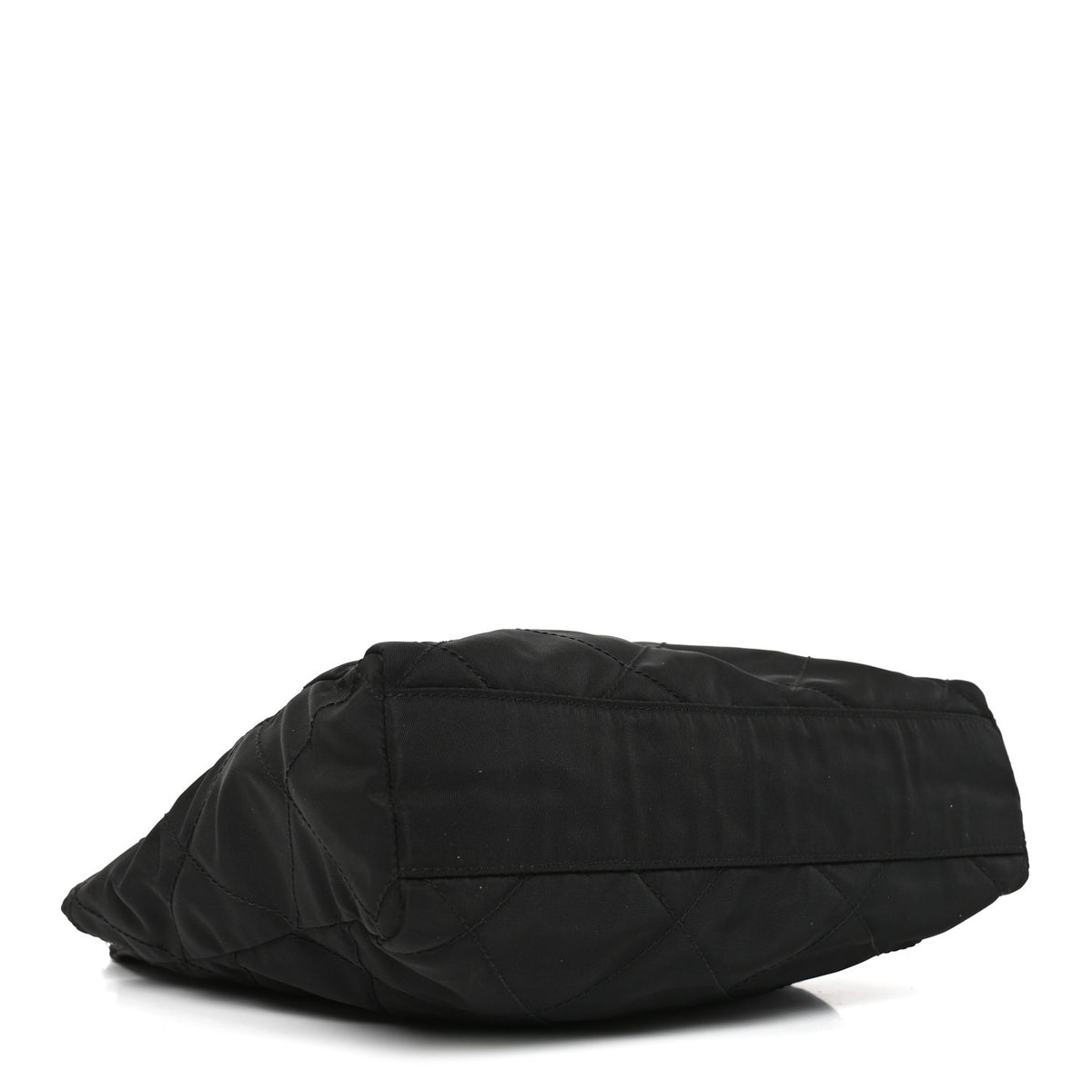 Nylon Tessuto Impuntu Quilted Flap Shoulder Bag Black