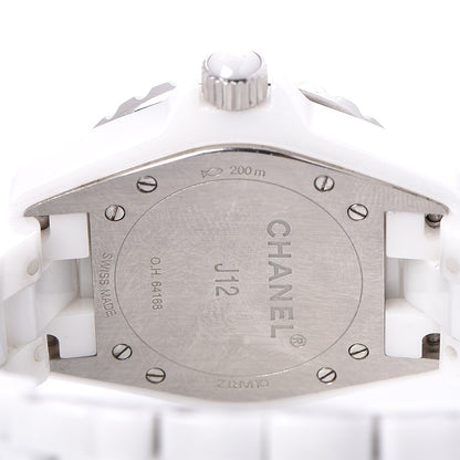 Chanel Stainless Steel Ceramic Diamond Bezel 33mm J12 Quartz Watch White 4 of 7