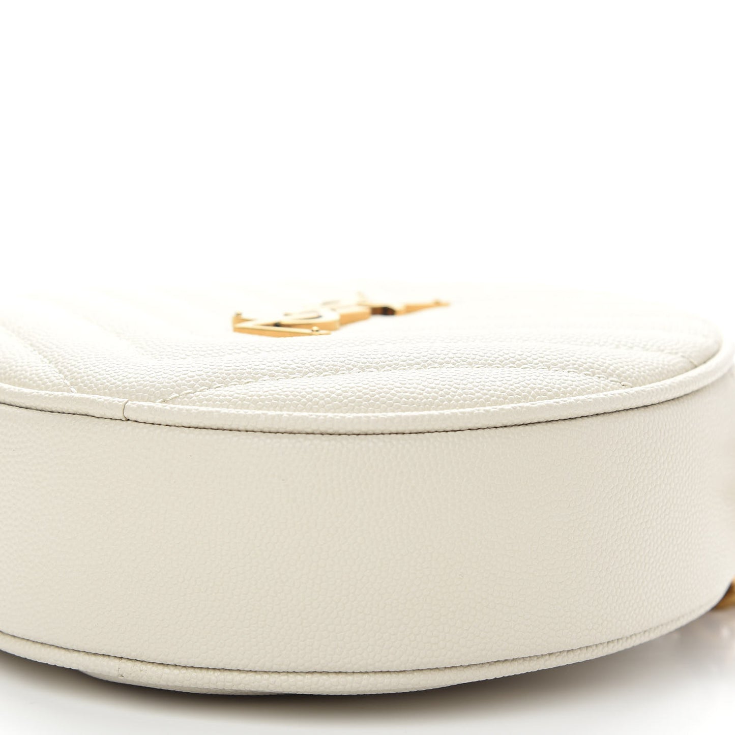 Grain De Poudre Matelasse Chevron Quilted Round Vinyle Camera Bag Blanc Vintage