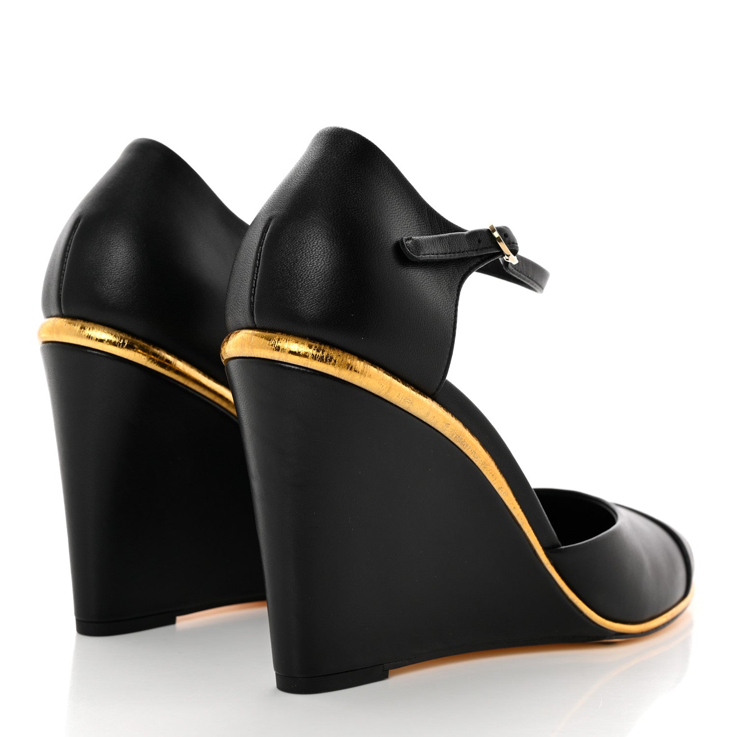 Chanel Lambskin Cap Toe Open Wedge 39.5 Black 4 of 14