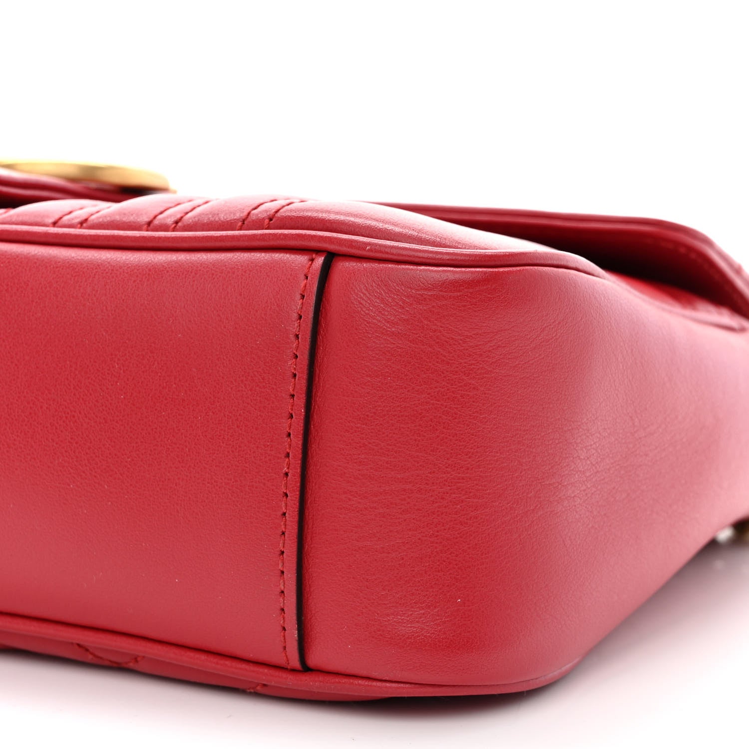 Gucci Calfskin Matelasse Small GG Marmont Shoulder Bag Hibiscus Red 10 of 11
