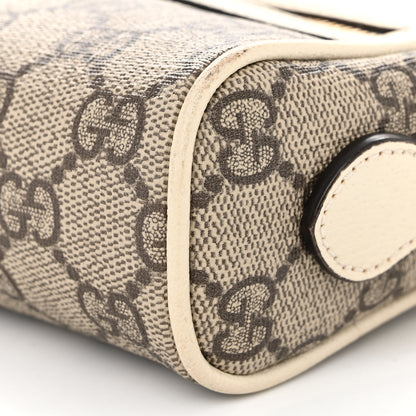 Gucci GG Supreme Monogram Textured Calfskin Web Mini Ophidia Shoulder Bag Beige Ebony Mystic White 10 of 11