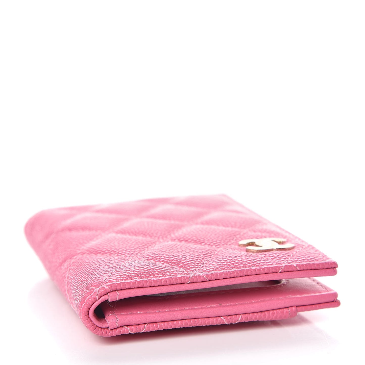 Caviar Quilted Card Holder Wallet Pink