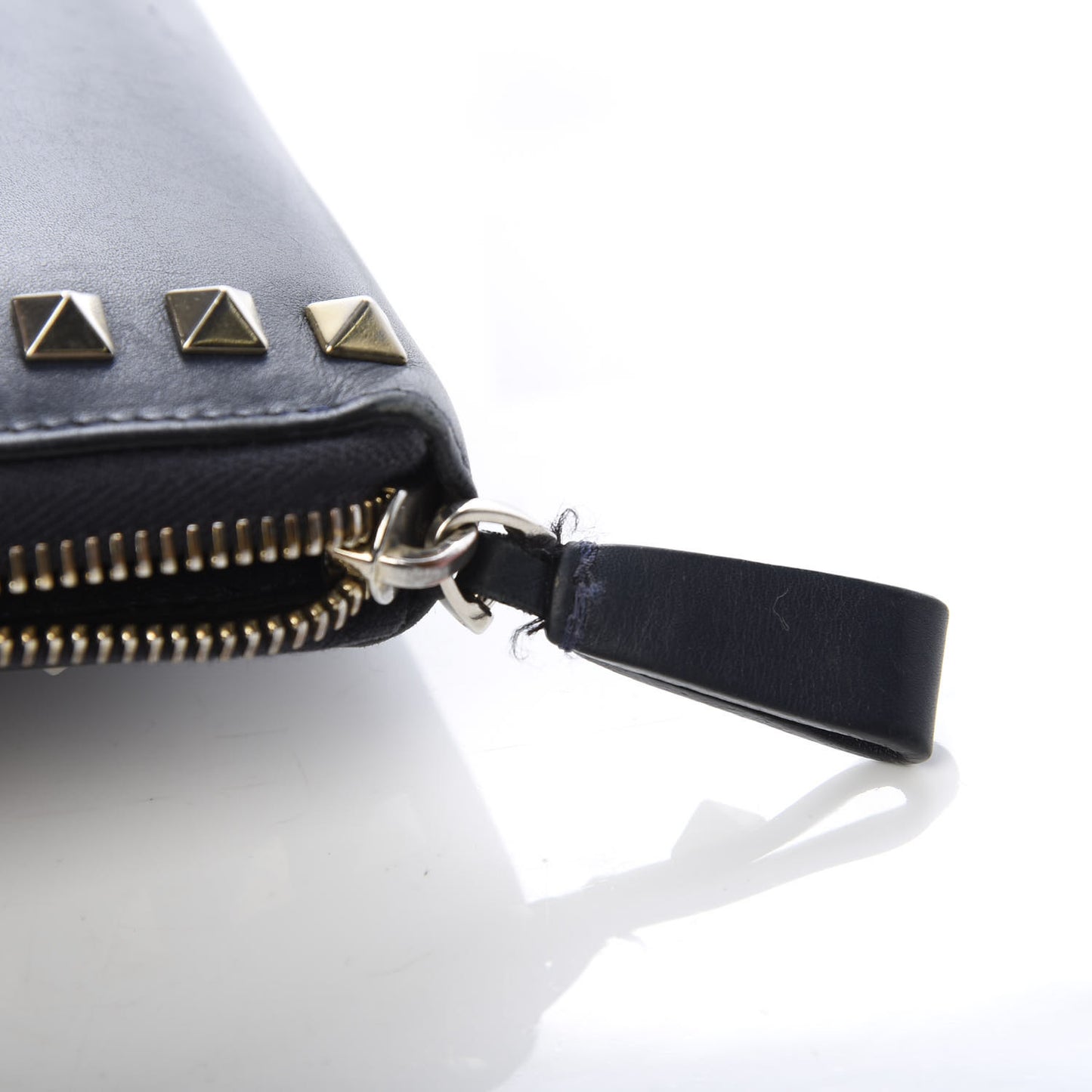 Calfskin Rockstud Zip Around Wallet Marine