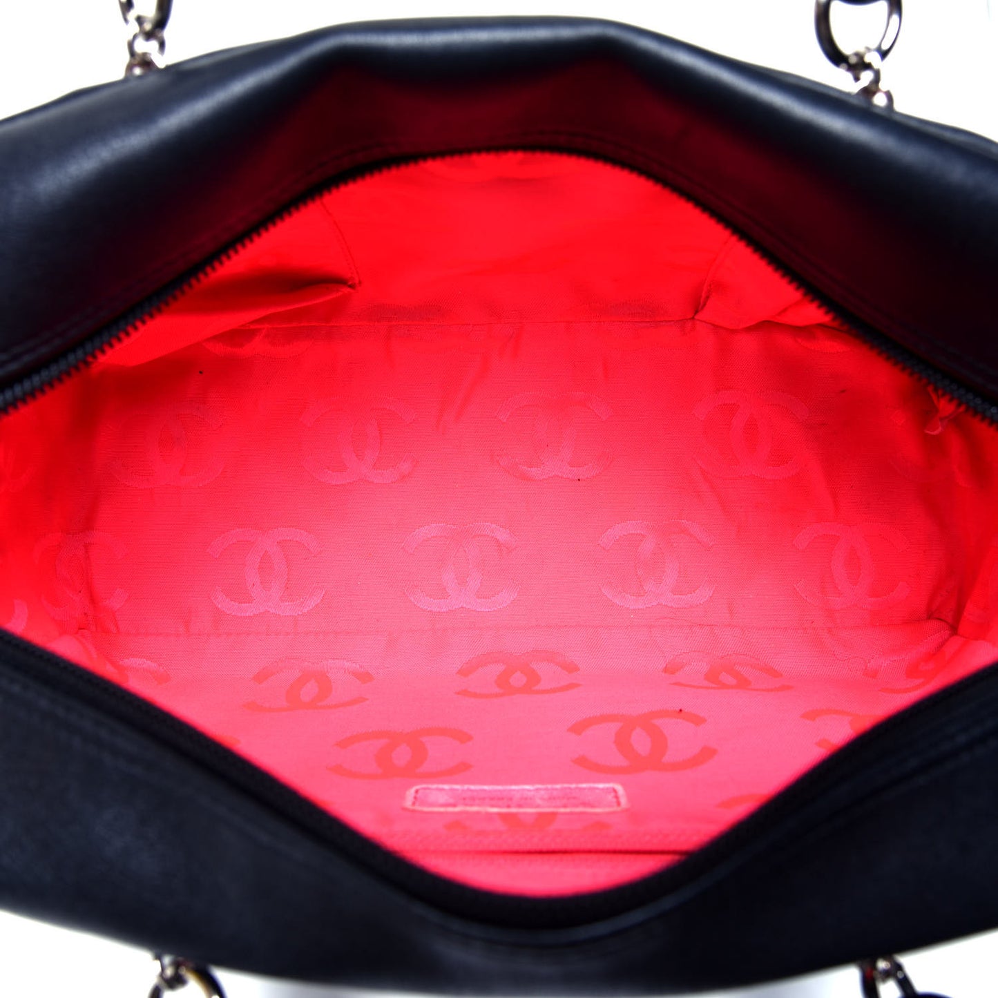 Calfskin Quilted Large Cambon Bowler Black