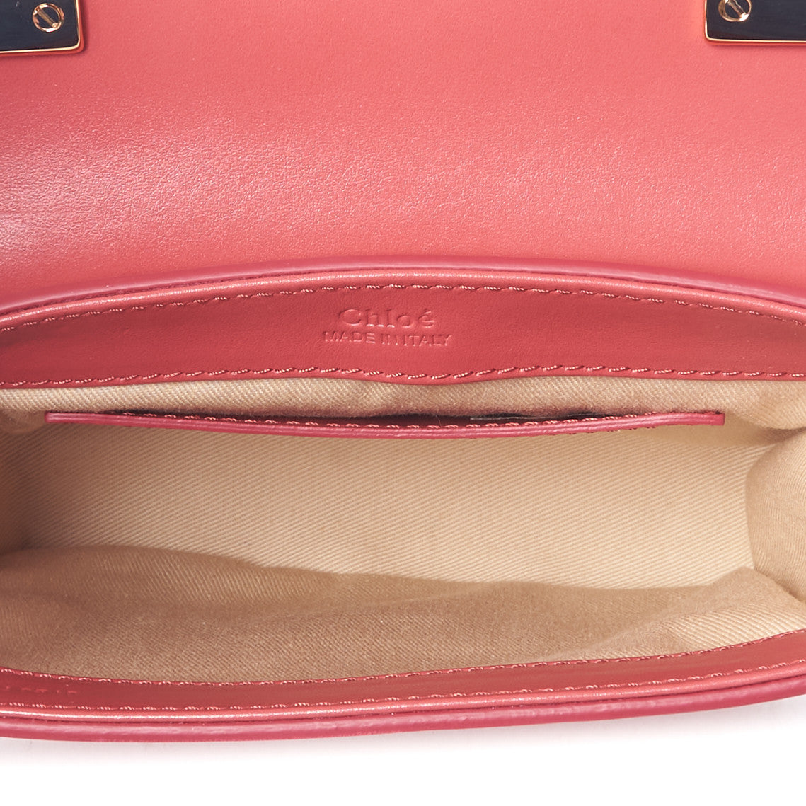 Shiny Calfskin Suede Mini C Double Carry Scarlet Pink