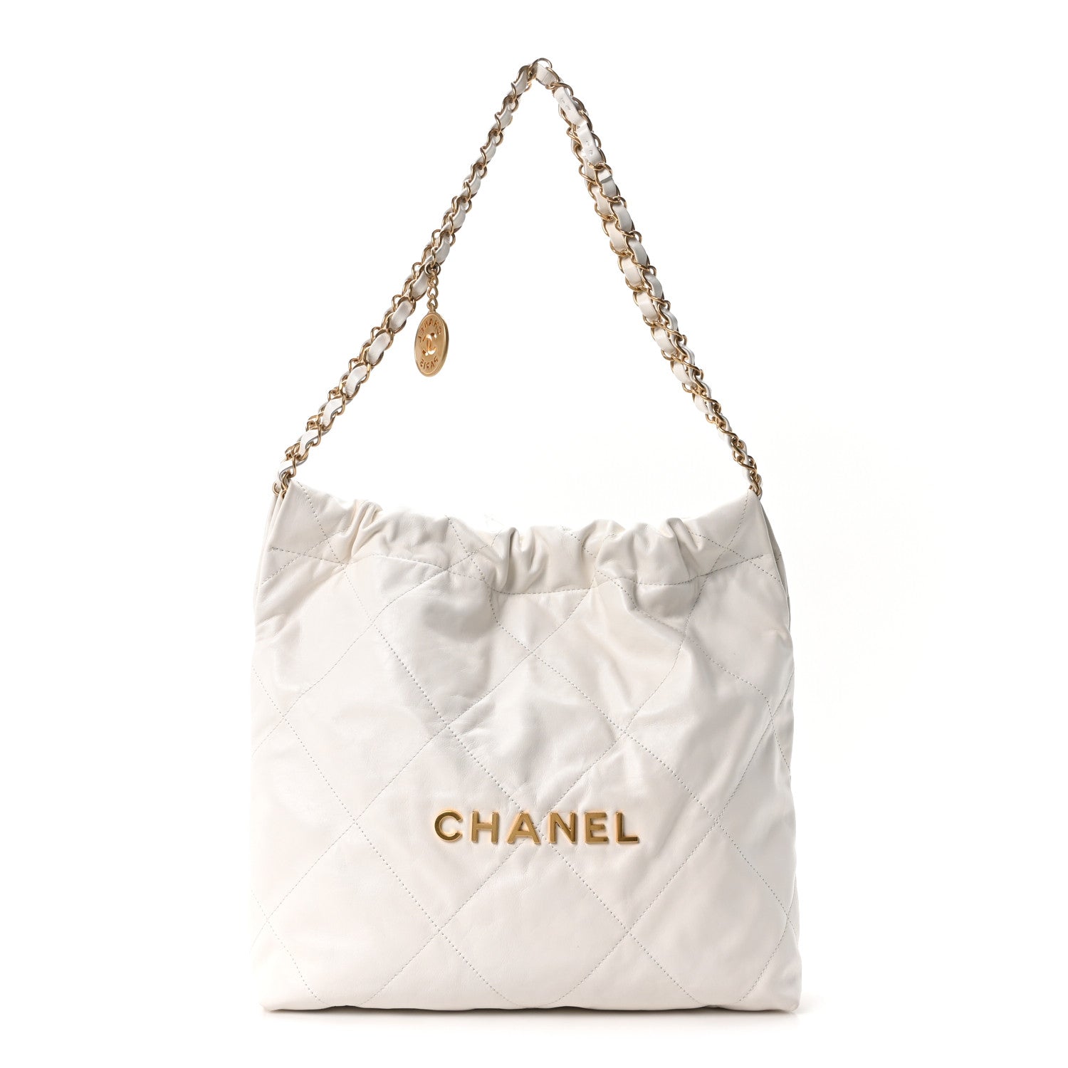 Chanel Shiny Calfskin Quilted Small Chanel 22 White 1 of 11