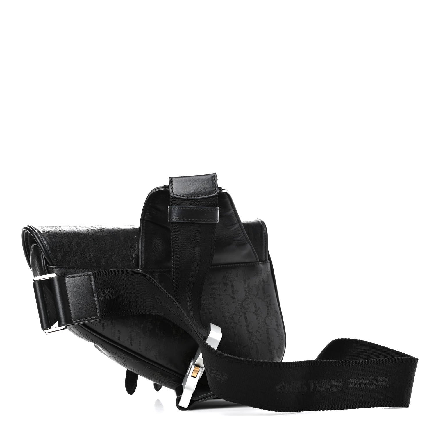 Christian Dior Calfskin Perforated Oblique Galaxy Mens Saddle Bag Black 2 of 4