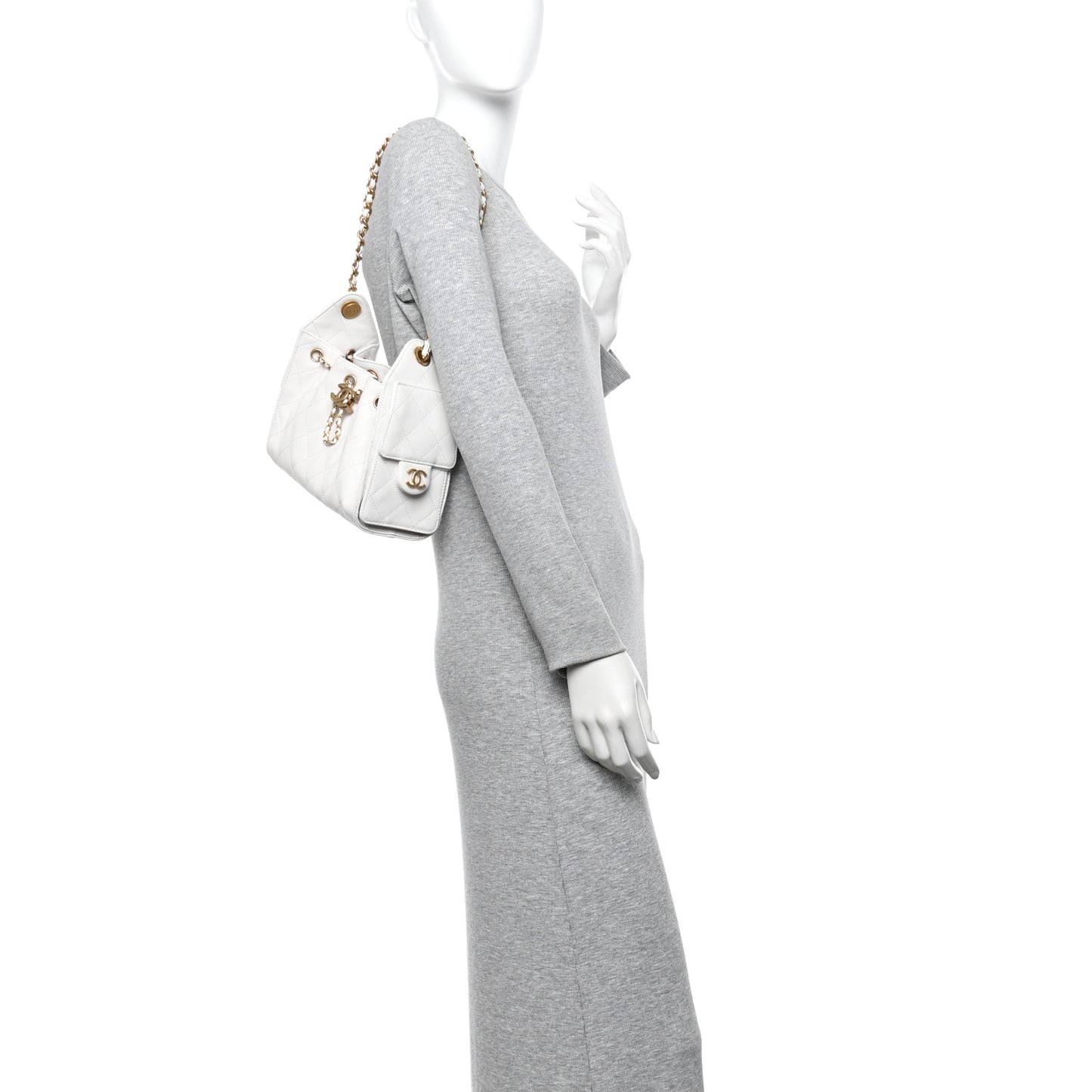 Caviar Quilted Mini Chanel 25 Handbag White
