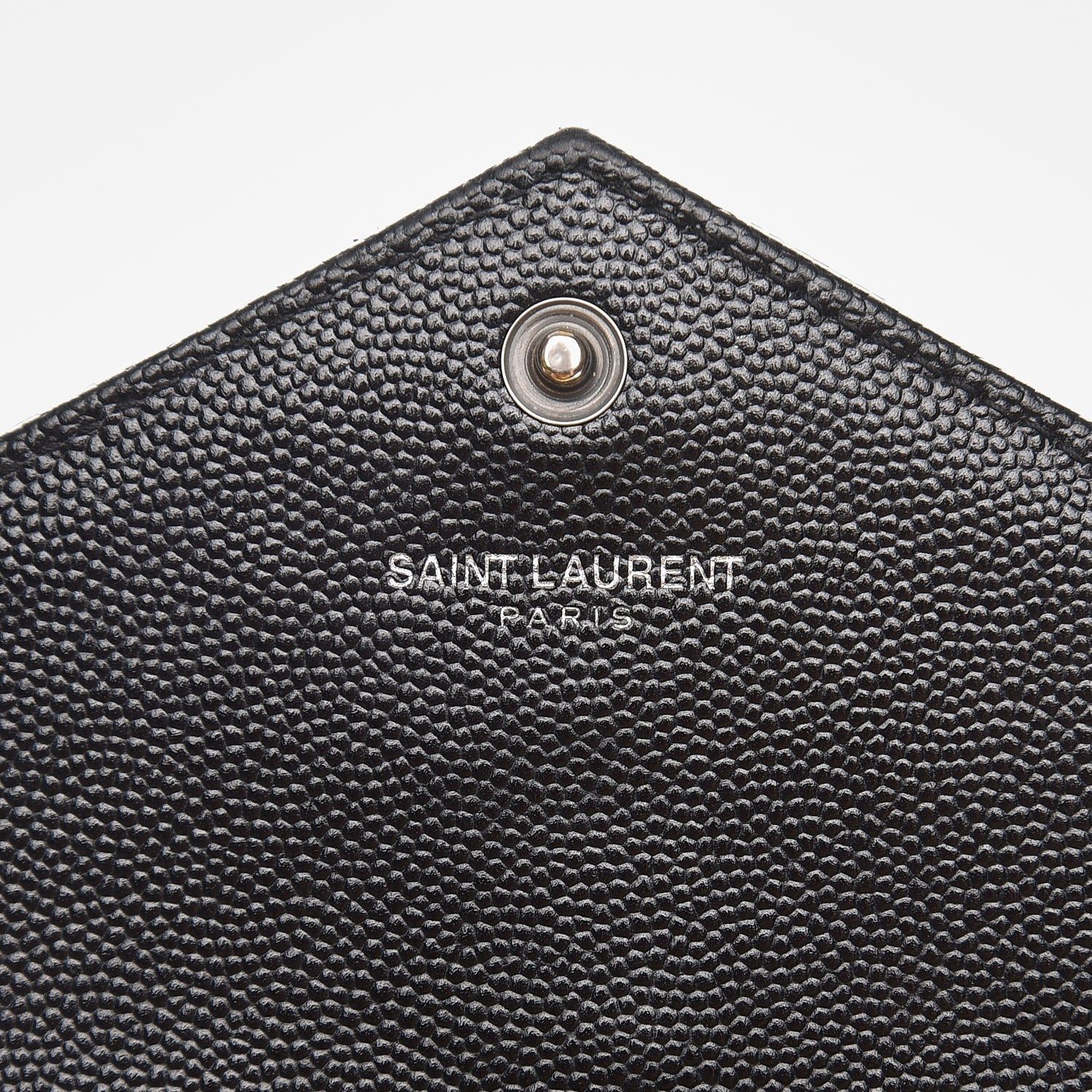 Saint Laurent Grain De Poudre Matelasse Chevron Monogram Envelope Chain Wallet Black 6 of 7