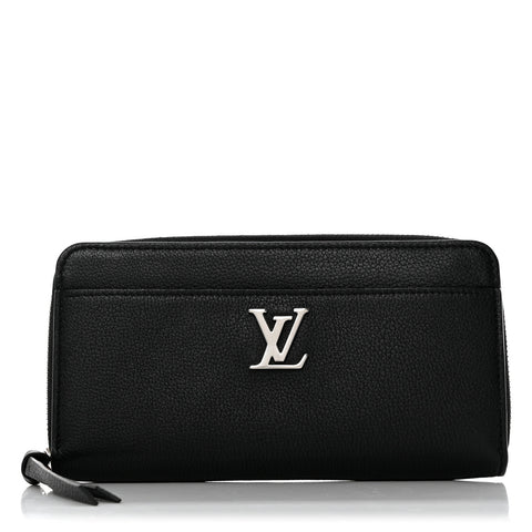 Calfskin Zippy Lockme Wallet Black