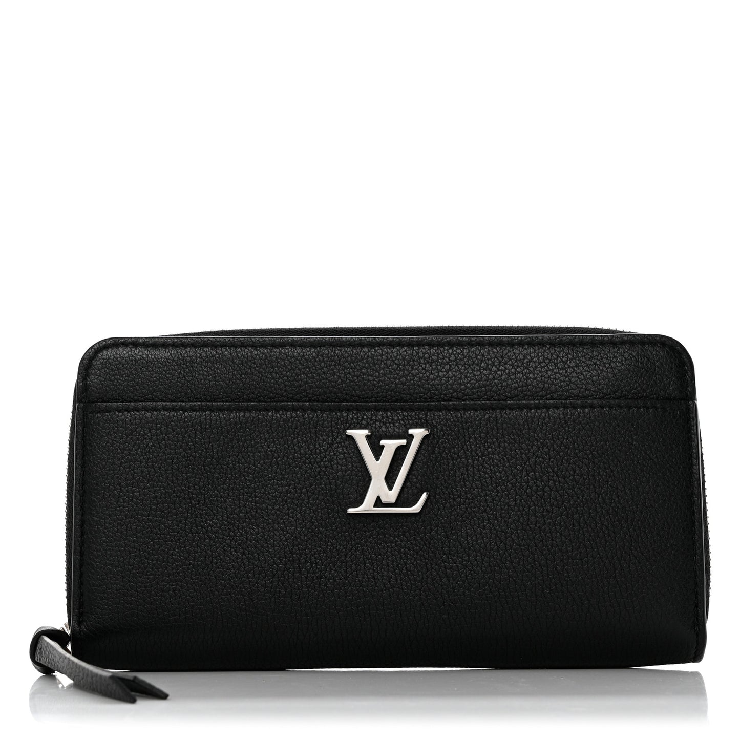 Calfskin Zippy Lockme Wallet Black