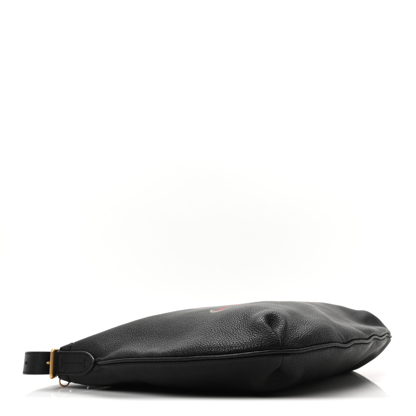 Grained Calfskin Logo Half Moon Hobo Black