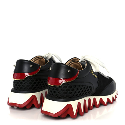 Christian Louboutin Calfskin Suede Patent Womens Loubishark Sneakers 39 Black Loubi 5 of 10