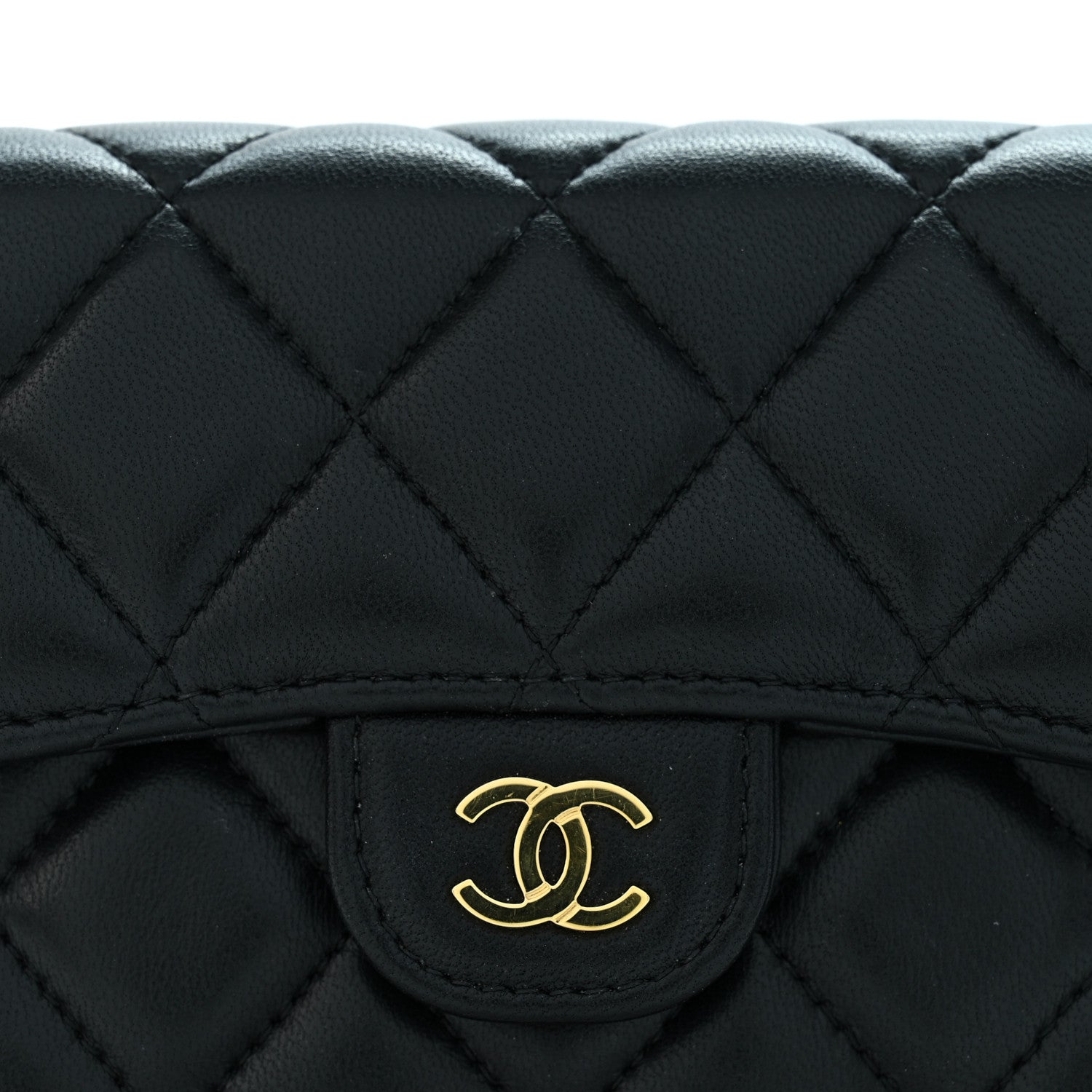 Chanel Lambskin Quilted Compact Flap Wallet Black 10 of 11