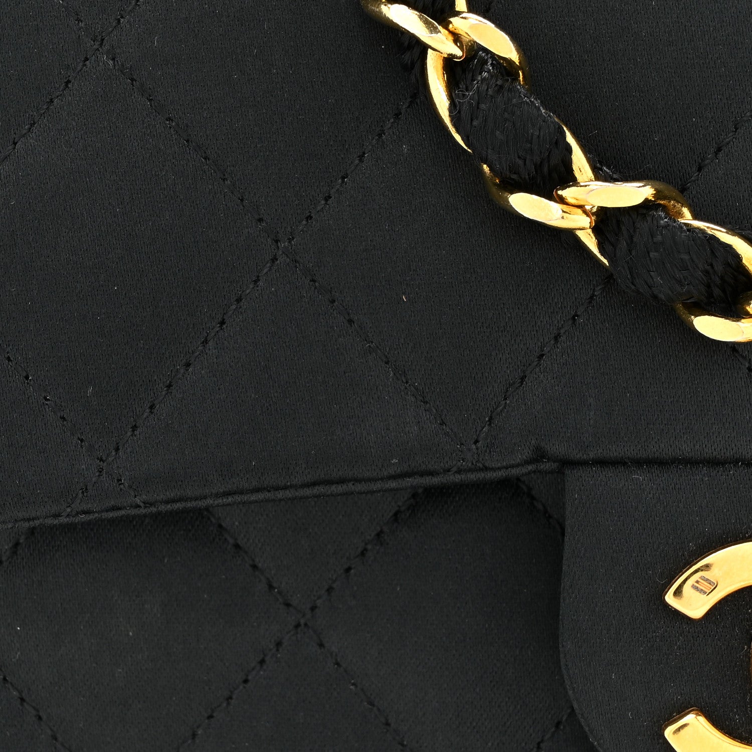 Chanel Satin Quilted Mini Square Flap Black 8 of 10