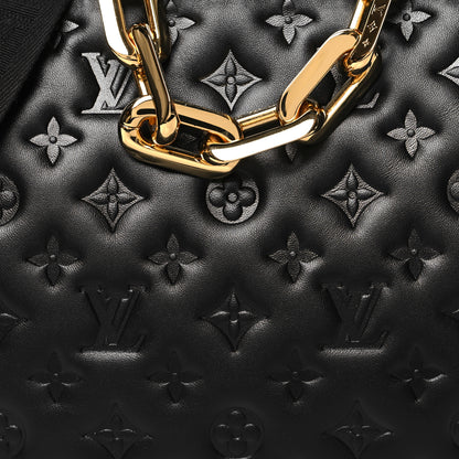 Louis Vuitton LOUIS VUITTON Lambskin Embossed Monogram Coussin MM Black 9 of 11