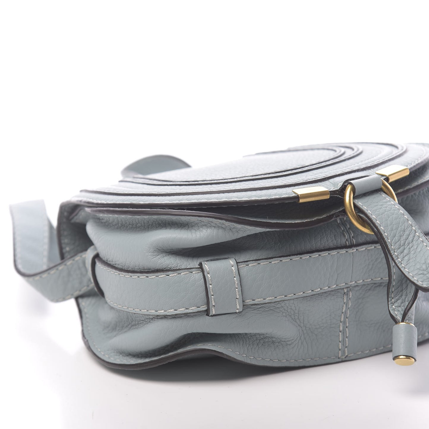 Calfskin Mini Marcie Round Crossbody Bag Faded Blue