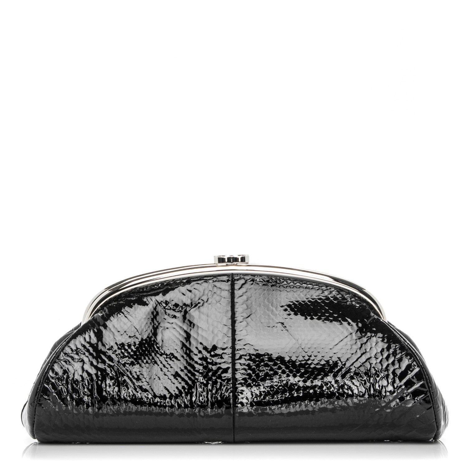 Chanel Glazed Python Timeless Clutch Black 1 of 7