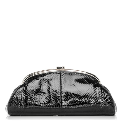 Chanel Glazed Python Timeless Clutch Black 1 of 7