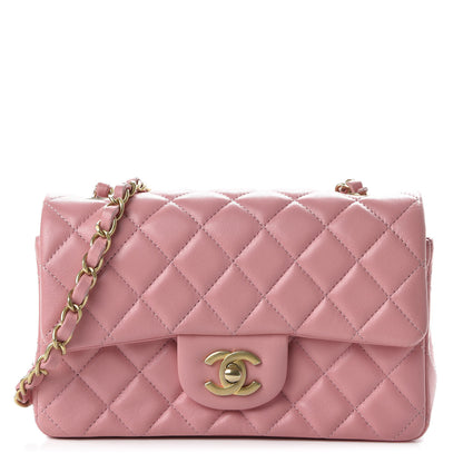 Chanel Lambskin Quilted Mini Rectangular Flap Pink 1 of 11