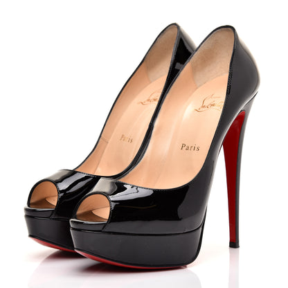 Christian Louboutin Patent Lady Peep 150 Pumps 39 Black 3 of 8