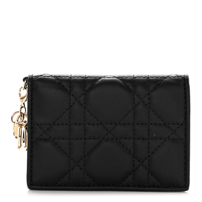 Christian Dior Lambskin Cannage Small Lady Dior Flap Card Holder Black 1 of 9