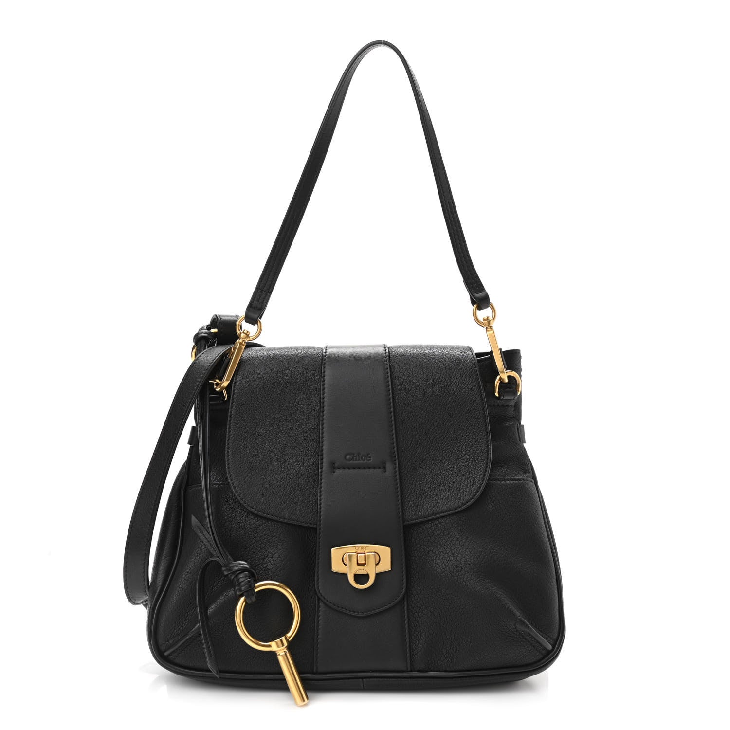 Chloe Grained Lambskin Calfskin Small Lexa Shoulder Bag Black 1 of 9